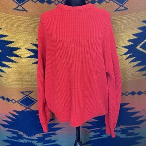 Vintage 80’s G.B.M Oversized Red Knit Sweater! Acrylic. USA. Size Medium.